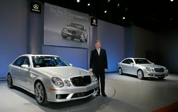 Mercedes-Benz E-Class Saloon, 211 series, 2006. Dr Klaus Maier, Member of the Board of Management of the Mercedes Car Group responsible for Sales and Marketing (here at the Mercedes-Benz E 63 AMG Sedan) presented the new generation at the New York International Auto Show (NYIAS) in 2006.