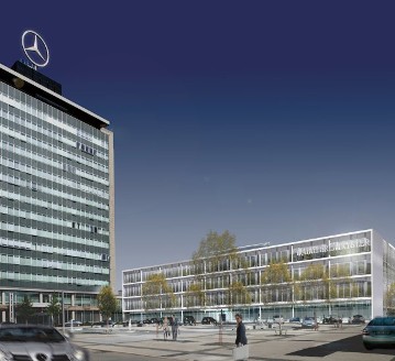 Visualisierung mit Blick auf das neue Bürogebäude im Herzen der Daimler Zentrale Untertürkheim - Foto: KBK Architekten, Stuttgart.