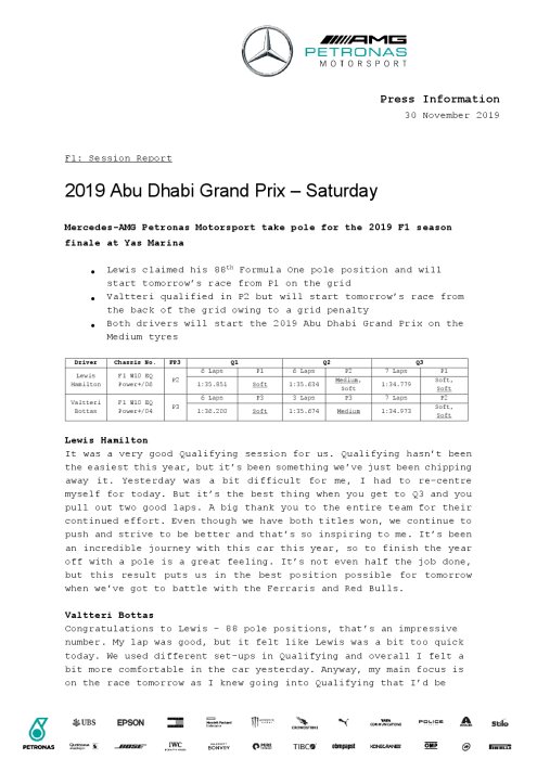 2019 Abu Dhabi Grand Prix - Saturday