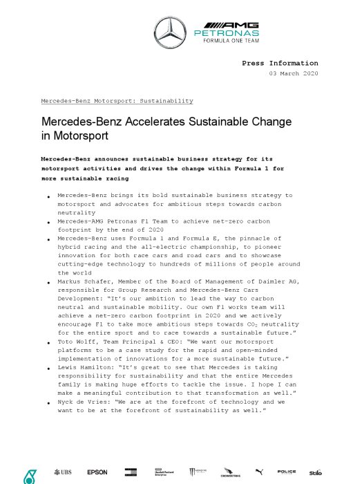 Mercedes-Benz Motorsport: Sustainability