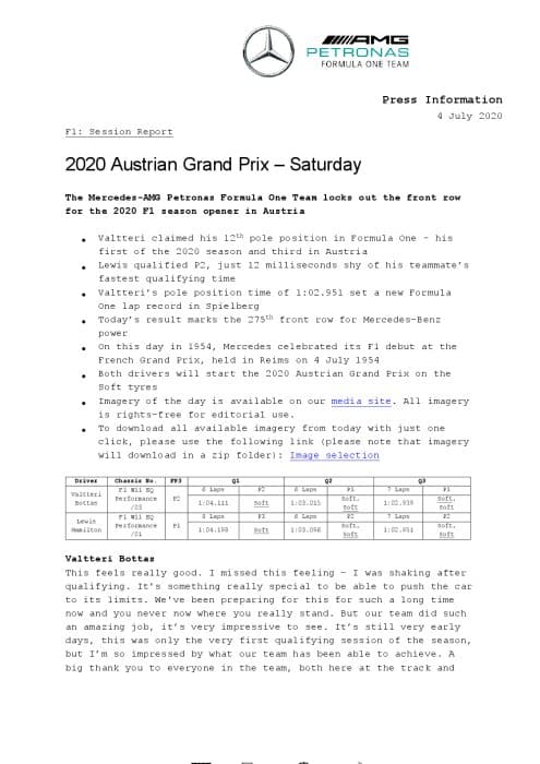 2020 Austrian Grand Prix - Saturday