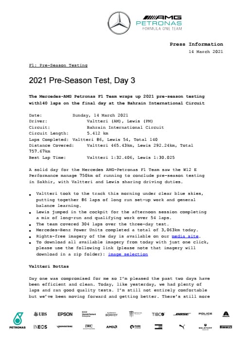 F1: Pre-Season Testing Day Three