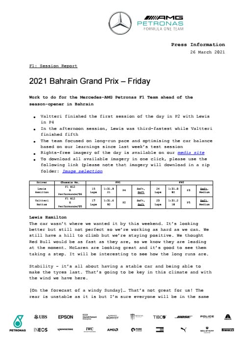 2021 Bahrain Grand Prix - Friday