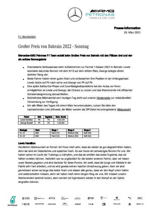 Großer Preis von Bahrain 2022 - Sonntag