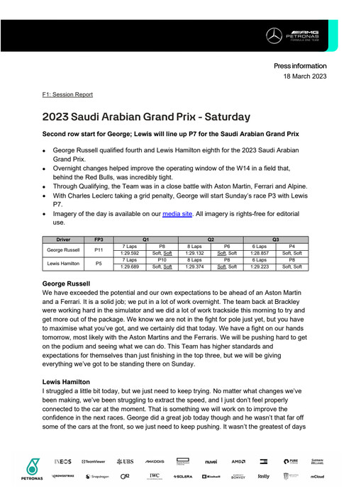 ENGLISH: 2023 Saudi Arabian Grand Prix - Saturday