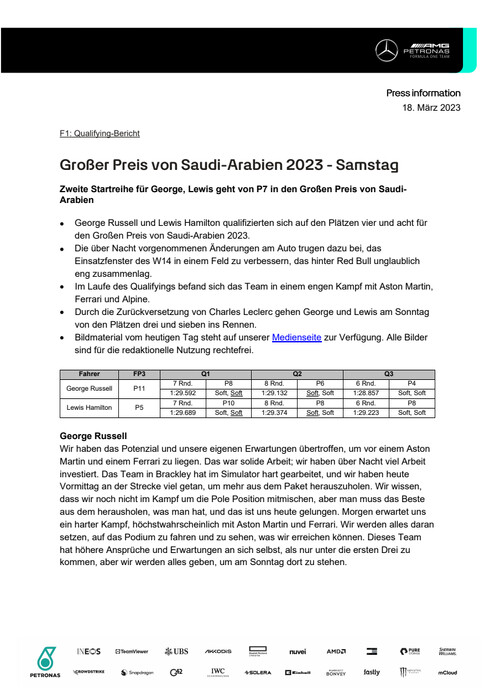 ENGLISH: 2023 Saudi Arabian Grand Prix - Saturday