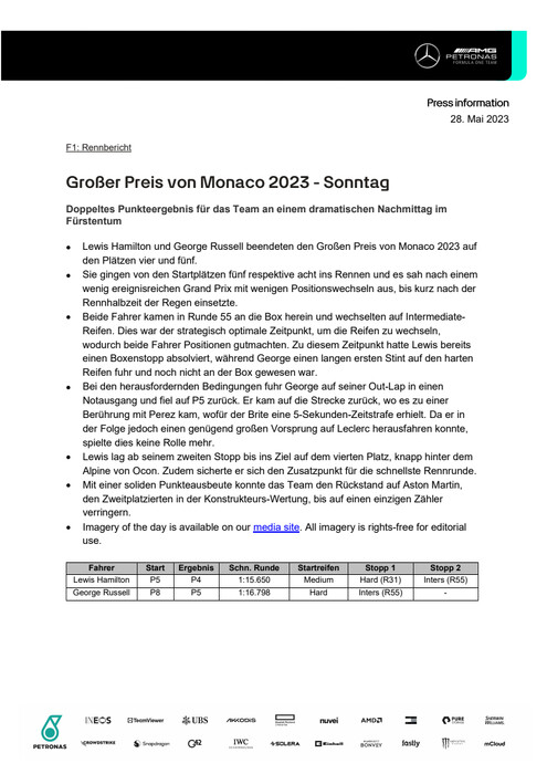 GERMAN: 2023 Monaco Grand Prix - Sunday