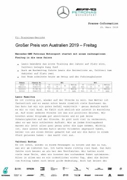 Großer Preis von Australien 2019 - Freitag