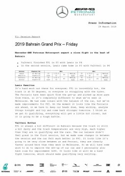 2019 Bahrain Grand Prix - Friday