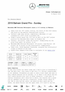 2019 Bahrain Grand Prix - Sunday