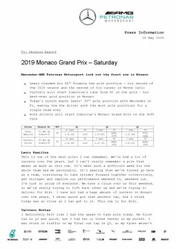 2019 Monaco Grand Prix - Saturday
