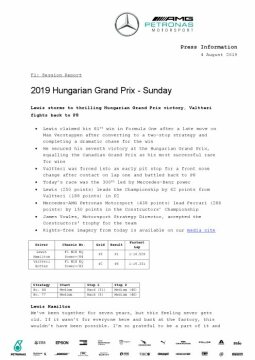 2019 Hungarian Grand Prix - Sunday