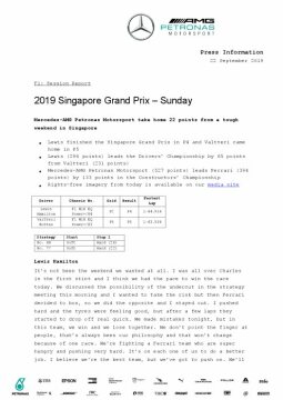 2019 Singapore Grand Prix - Sunday