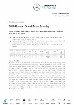 2019 Russian Grand Prix - Saturday