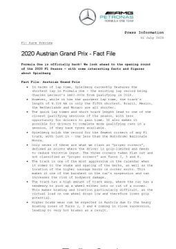 2020 Austrian Grand Prix - Fact File