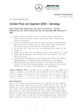 Großer Preis von Spanien 2020 - Samstag