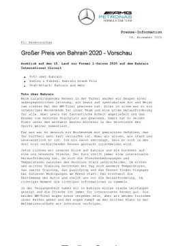 Großer Preis von Bahrain 2020 - Vorschau