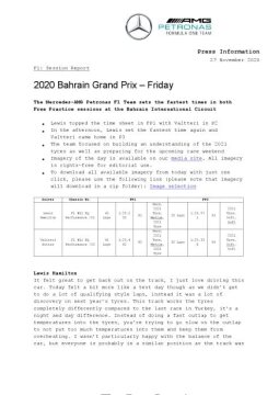 2020 Bahrain Grand Prix - Friday