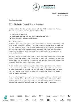 2021 Bahrain Grand Prix - Preview