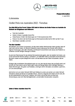 Großer Preis von Australien 2022 - Vorschau