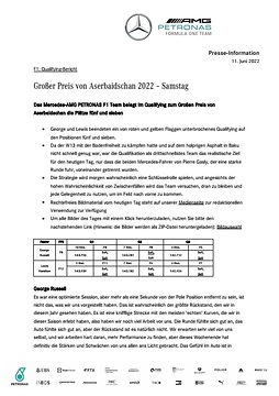 Großer Preis von Aserbaidschan 2022 - Samstag