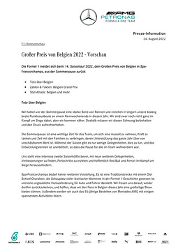 Großer Preis von Belgien 2022 - Vorschau