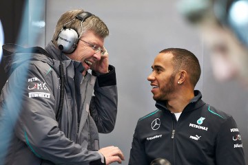 Ross Brawn and Lewis Hamilton at the launch of the team's 2013 Formula One car. Lewis joined Mercedes-AMG Petronas Motorsport for the 2013 season. 