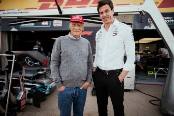 Niki Lauda and Toto Wolff at the 2018 Canadian Grand Prix. 